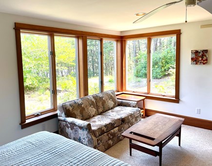 Wellfleet Cape Cod vacation rental - Sitting area and pullout couch in downstairs Queen bedroom