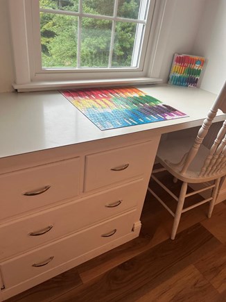 Falmouth Cape Cod vacation rental - Desk and drawers in bedroom. Puzzles and games for guest use too.