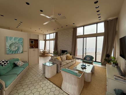 South Wellfleet on the Ocean Cape Cod vacation rental - Top Floor Open Plan Living Room, Dining Area, Top Deck Slider