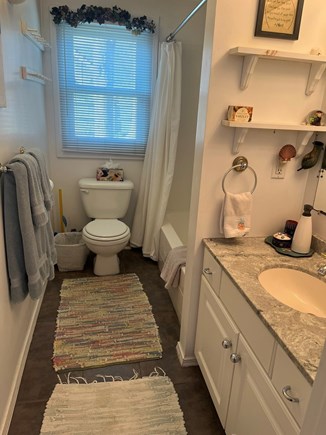 Mashpee Cape Cod vacation rental - Small bathroom; tub/shower