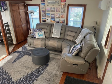 Dennis, The Swan River Sanctuary Cape Cod vacation rental - Living room with power reclining leather sectional