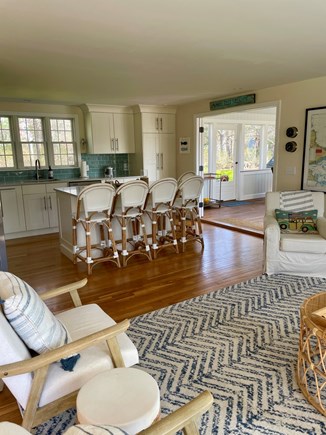 East Orleans Cape Cod vacation rental - Kitchen with central island, seating for 5, gas stove