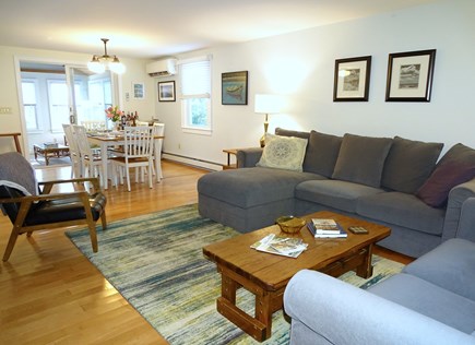 Brewster Cape Cod vacation rental - Living room opens to dining area and leads to sun porch