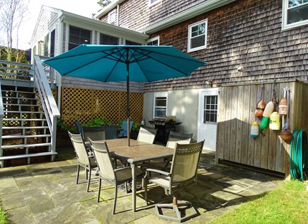 Brewster Cape Cod vacation rental - Flagstone patio with seating, grill, and outdoor shower