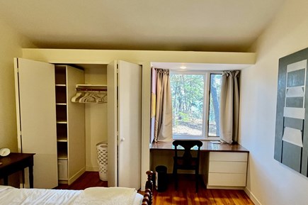Wellfleet, Paine Hollow Cape Cod vacation rental - View of closet set up, built in desk and partial water view.