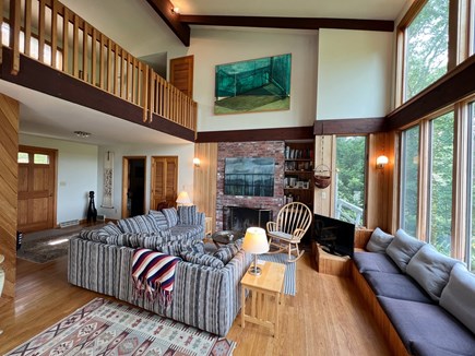 Woods Hole Cape Cod vacation rental - Main Level - living room w/double height space