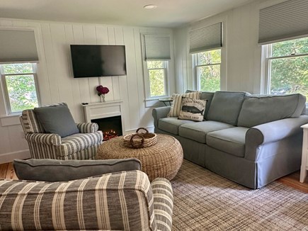 Brewster Cape Cod vacation rental - Comfortable living room with electric fire place & Tv