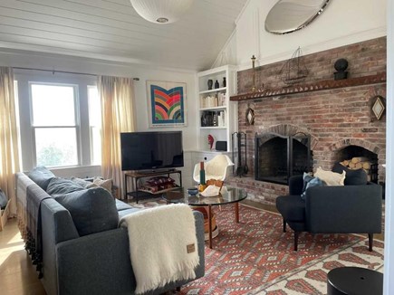Provincetown, West End Cape Cod vacation rental - Living room with vaulted ceiling.