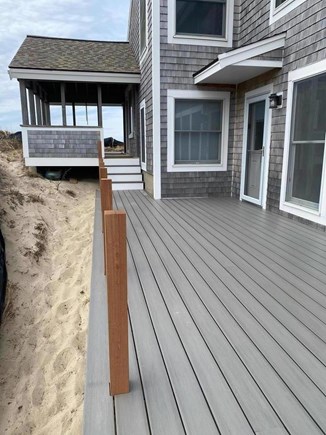 Truro, Ryder Beach Cape Cod vacation rental - Side deck/covered porch adjacent to National Seashore property.