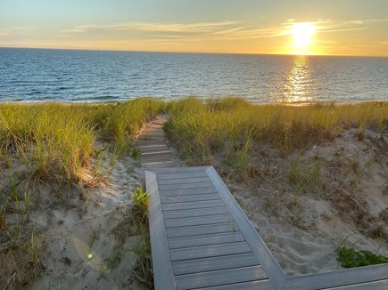 Truro, Ryder Beach Cape Cod vacation rental - Sunset on the path to the beach from the deck (private access).