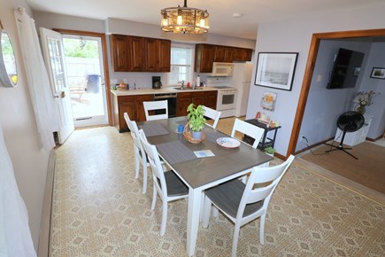 Dennisport Cape Cod vacation rental - Dining table that opens up to living room