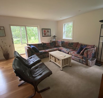 Wellfleet Cape Cod vacation rental - Living room with sliding door to back yard