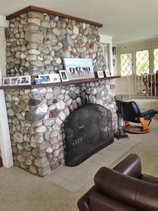 Sagamore Beach, Bourne Cape Cod vacation rental - Beautiful stone fireplace in living room