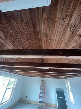 Eastham Cape Cod vacation rental - New ceiling in living room. Fireplace will be next.