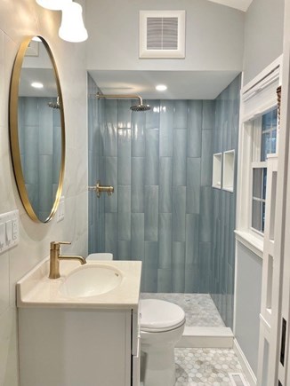 Dennisport Cape Cod vacation rental - Beautiful brand new bathroom (s. curtain removed to show detail)