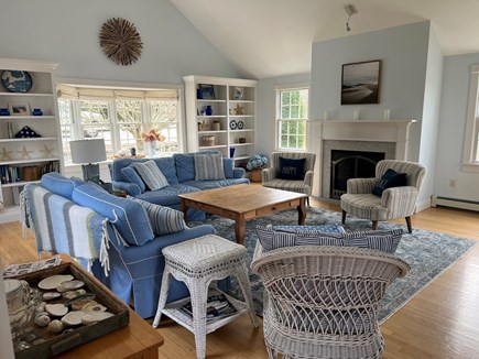 East Orleans Cape Cod vacation rental - Lovely, spacious living room with large screen TV, fireplace