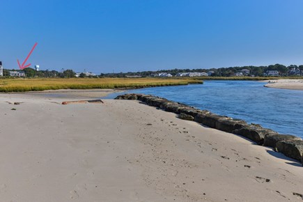 Dennis Cape Cod vacation rental - Photo taken from Swan River Beach (see arrow)