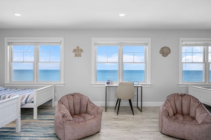 East Sandwich Cape Cod vacation rental - Bedroom 4: 4 twin beds, seating area and desk: 3rd Floor