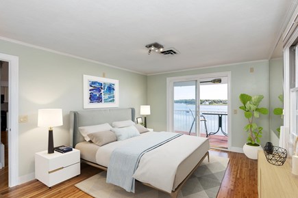 Yarmouth, Bass River Cape Cod vacation rental - Master Bedroom with sliding patio door to deck