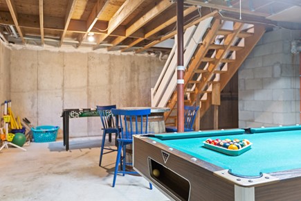 Orleans Cape Cod vacation rental - Basement entertainment - Pool table and seating for spectators