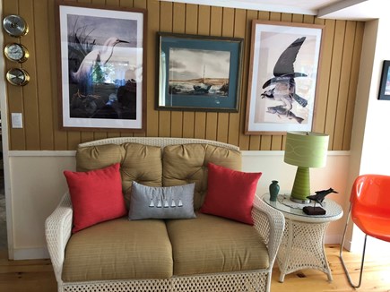 Wellfleet Cape Cod vacation rental - Seating near sliding screen door to deck