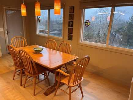 Truro, Cobb Farm Cape Cod vacation rental - Dining area and door to outside deck.