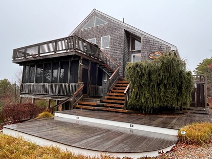 Truro, Cobb Farm Cape Cod vacation rental - Exterior: deck, screened porch, outdoor shower and deck