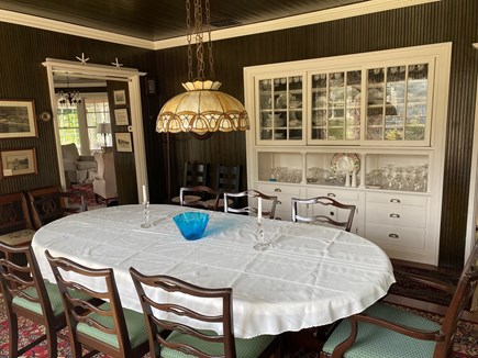 North Falmouth Cape Cod vacation rental - Dining room w plenty of dishes and seating.