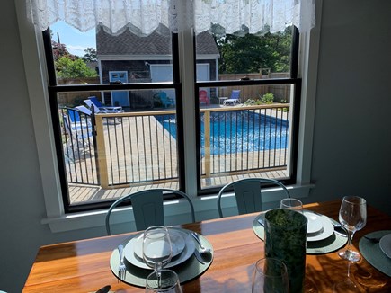 Eastham Cape Cod vacation rental - View to pool from dining table