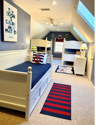 Yarmouth Cape Cod vacation rental - Second floor bunkroom with 6 twins.