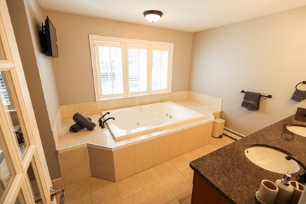 Sandwich Cape Cod vacation rental - Ensuite large bathroom with jetted tub and shower double vanity