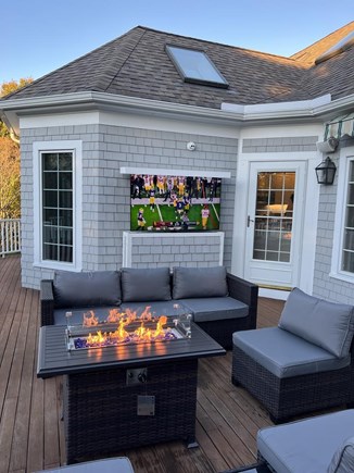 Osterville Cape Cod vacation rental - Exterior seating with TV