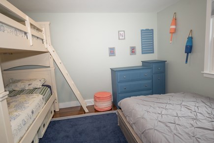 Dennisport Cape Cod vacation rental - 2nd upstairs bedroom - twin over twin bunks and full bed.