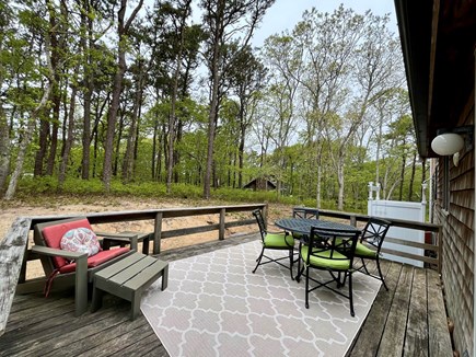 Wellfleet Cape Cod vacation rental - Back deck for dining, outdoor shower, & new gas Weber grill.