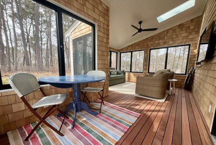Wellfleet Cape Cod vacation rental - Replaced old deck in 2025 w screen porch -  dining for 4 & lounge