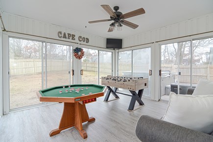 West Dennis Cape Cod vacation rental - Sunroom with bumper pool and fooseball