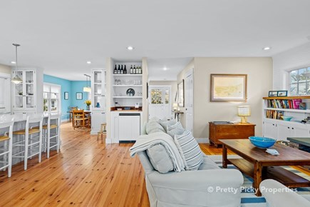 Barnstable Cape Cod vacation rental - Kitchen flows into living room.