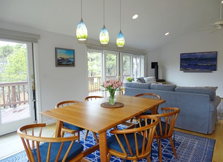 North Truro Cape Cod vacation rental - Dining area with slider to grill on the deck