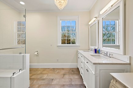 Osterville Cape Cod vacation rental - Double vanity and a walk in shower in the primary ensuite