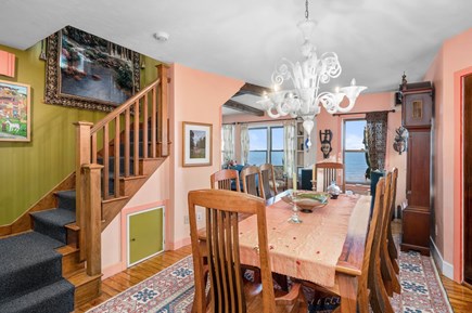 Sagamore Beach Cape Cod vacation rental - Dining room with stairs leading to 2nd floor
