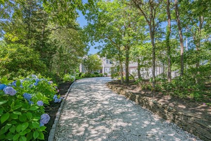 Harwich Port Cape Cod vacation rental - Hydranga lined driveway
