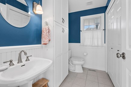 Harwich Port Cape Cod vacation rental - Convenient half bathroom (Bathroom #4) located in the hallway near the kitchen - 92 Hoyt Road Harwich Port Cape Cod - Apricari - NEVR