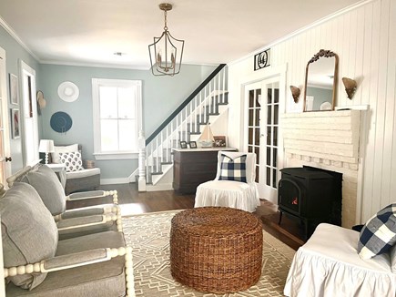 North Falmouth Cape Cod vacation rental - Sitting room with new Jotul gas stove