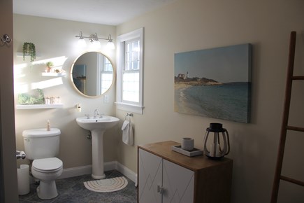 North Falmouth Cape Cod vacation rental - 2nd floor bath with shower, vanity table