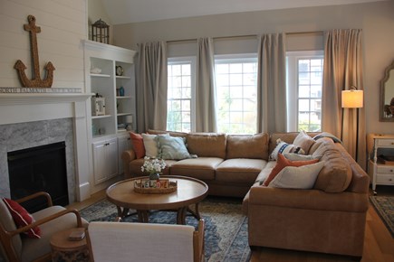 North Falmouth Cape Cod vacation rental - Living room with gas fireplace