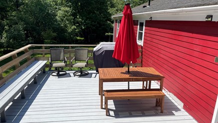 West Yarmouth Cape Cod vacation rental - Spacious deck for grilling, dining, & sunning.