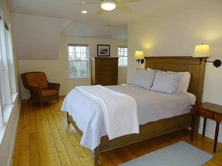 Falmouth, Menauhant Cape Cod vacation rental - Upstairs queen master bedroom with ceiling fan