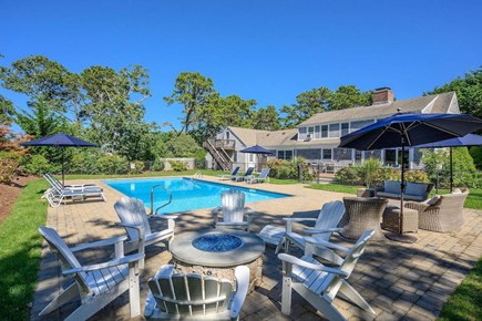 Chatham Cape Cod vacation rental - Natural gas fire pit by the pool