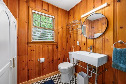 Dennis Port Cape Cod vacation rental - The stylishly renovated bathroom vanity next to the shower stall
