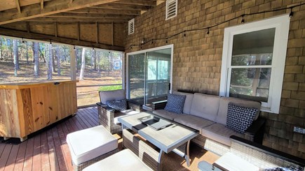 Wellfleet Cape Cod vacation rental - Screen porch with bar and comfortable outdoor furniture